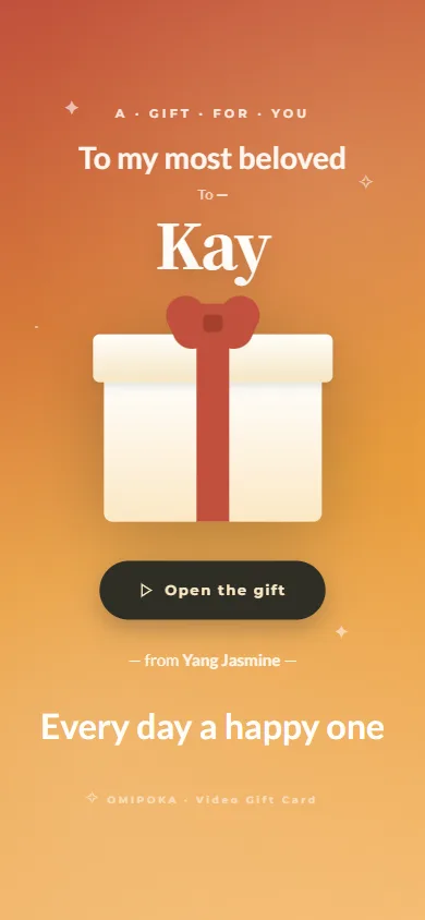 Video gift card public page: gift reveal layout